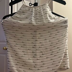 Express White Halter Top with Black Script